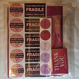 80 Piece Hot Pink Shipping Set - Poly Mailers, Thank You Cards, Stickers NEW